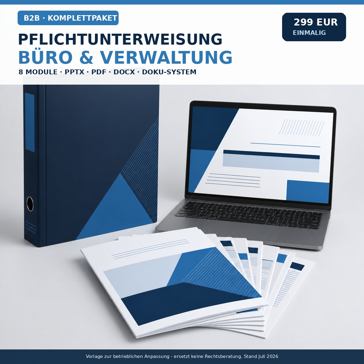 Pflichtunterweisungs-Komplettpaket Büro und Verwaltung mit acht Modulen