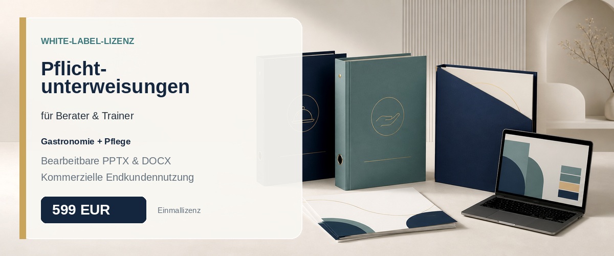 White-Label-Lizenz mit Unterweisungs-Mastern für Gastronomie und Pflege